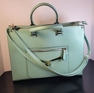 Large Shoulder Bag In Aqua With Adjustable Removable Crossbody Strap